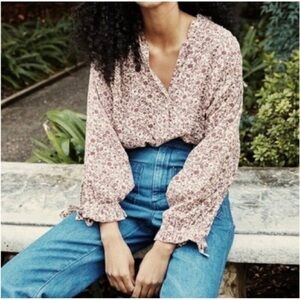 Doen Rose Top- Blush Mini Earl Floral Print XS